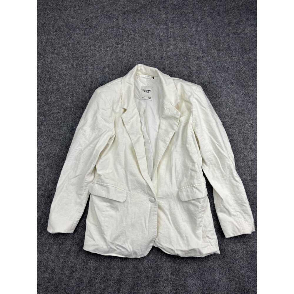 Abercrombie & Fitch Blazer Womens Small White Single Button Lined Notch Lapel